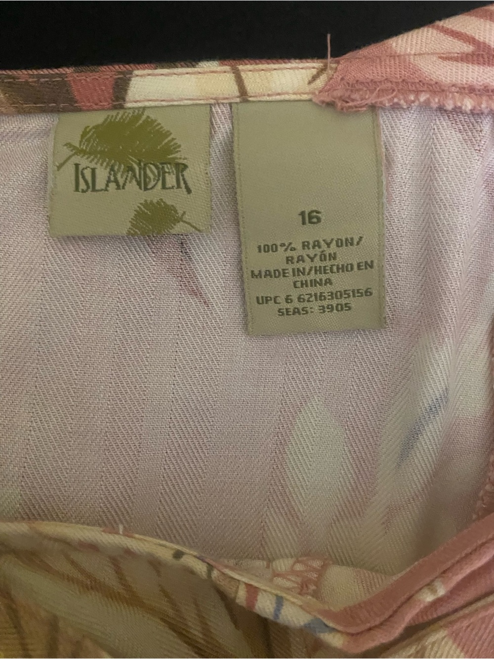 Islander Pink and Cream Tropical print Rayon Dress